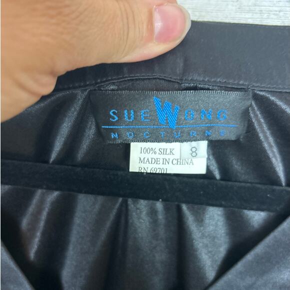 Sue Wong Vintage women 8 silk boho pant suit SET black tan embroidered black - Picture 6 of 11